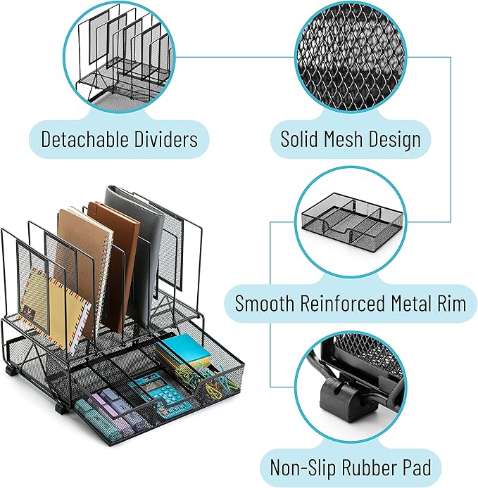Mr. Pen- Mesh Desk Organizer with Drawer, Office Desk Organizers and Accessories, Desktop & Desk File Organizer