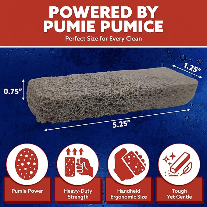 PUMIE Scouring Stick 2 Pack, Toilet Bowl Ring Remover, Heavy Duty Extra Strong Pumice Cleaning Bar, Pumice Stone for Cleaning Toilet Rings, Bathroom & Kitchen Stains by USPumice