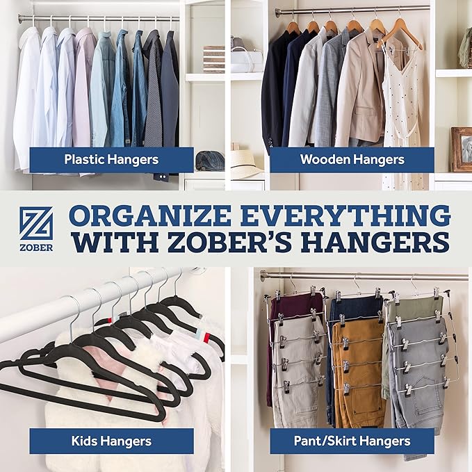 Zober Premium Quality Space Saving Luxurious Velvet Hangers Strong and Durable Hold Up to 10 Lbs - 360 Degree Chrome Swivel Hook - Ultra Thin Non Slip Suit Hangers, Royal Red/Burgundy - 50 Pack
