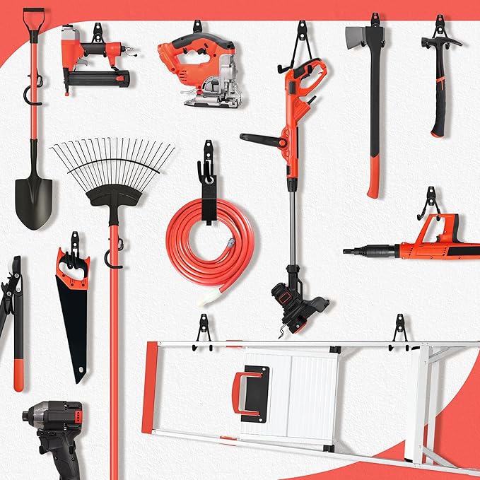 28 Pack Garage Hooks Heavy Duty - Garage Storage and Organization Ladder Hooks with Non Slip PVC Coating for Hanging Bike，Ladder，Garden Tools，Hose