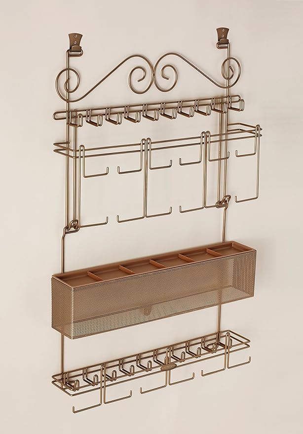 Longstem Hanging Jewelry Organizer #7100 in Bronze Over the Door/Wall Holds Over 300 Pieces All in One Jewelry Storage for Earrings Necklace Bracelet and Watches