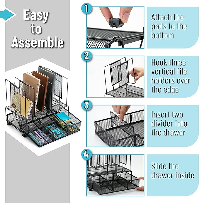 Mr. Pen- Mesh Desk Organizer with Drawer, Office Desk Organizers and Accessories, Desktop & Desk File Organizer