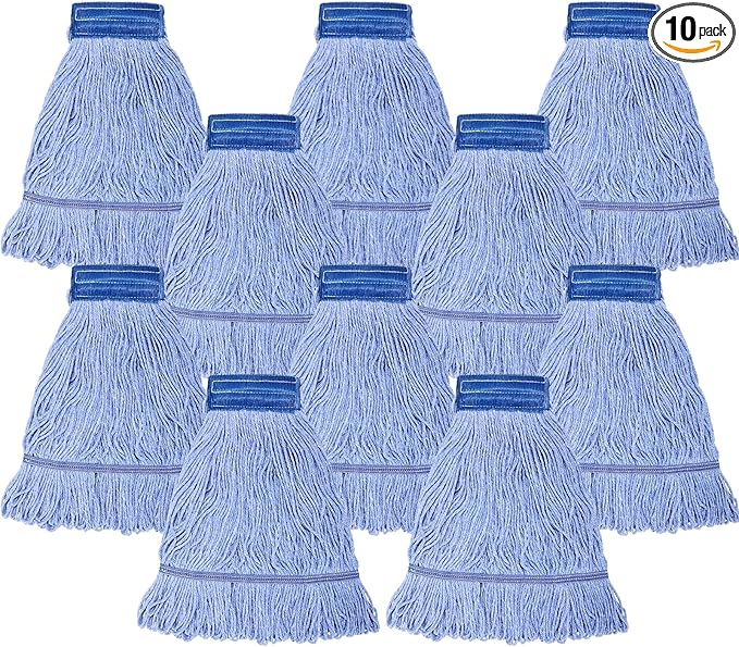 Gejoy 10 Pack 24oz Mop Head Replacement Commercial Cleaning Mop Head Wet String Heavy Duty Cotton Industrial Mophead for Floor Cleaning