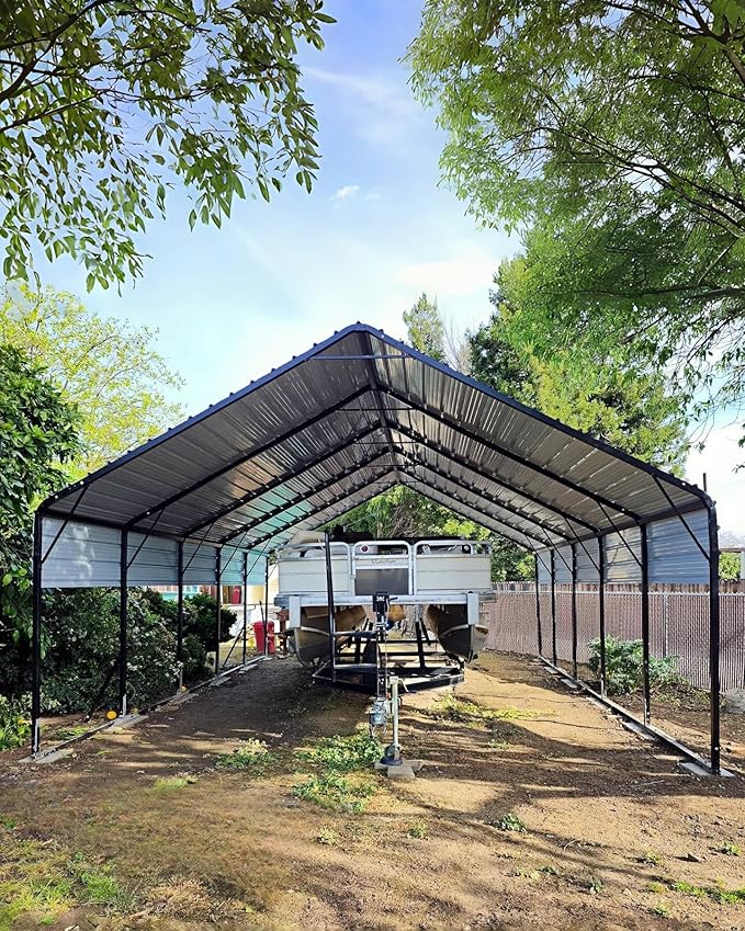 GarveeLife 20'x25'x13' Metal Carport for 2 Cars, Heavy Duty Car Ports with Reinforced Frame, Tall Metal Car Ports for Bass Boats, Full-Sized Pickup Trucks, and Tractors