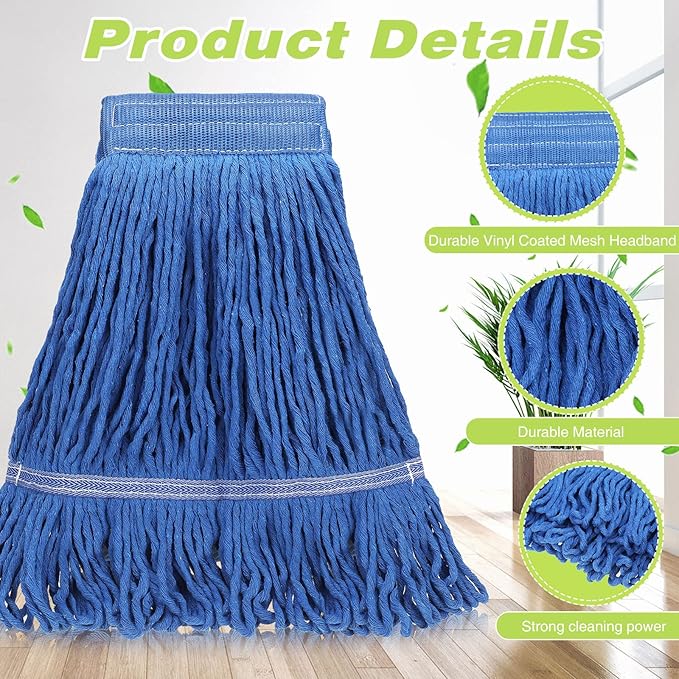 20 Pcs Commercial Mop Head Replacements Bulk, 29 Inch Blue Microfiber Looped End Heavy Duty Mop Heads Cotton String Washable Floor Mophead Refills for Commercial Industrial Home Cleaning