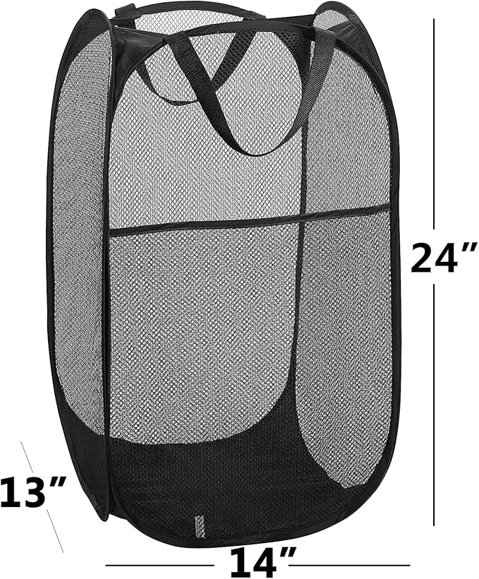 2 Laundry Baskets, pop-up Laundry Baskets, Foldable mesh Laundry Baskets (Each with 2 Reinforced Handles)…, Blue