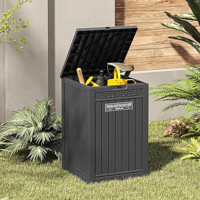 Package Delivery Box for Outside, 48 Gallon Storage with Lockable Secure, Large Double Wall Resin Outdoor Package Delivery Waterproof Deck