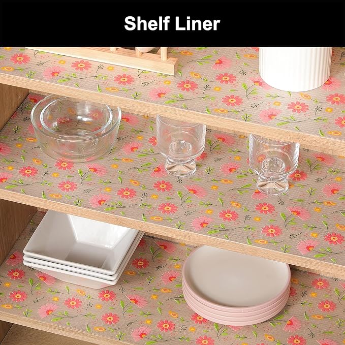 Cooyes Shelf Liner – Premium Non-Adhesive Cabinet & Drawer Liner for Kitchen – Waterproof Shelf Paper with Modern Pattern – Durable EVA Cabinet Mat – Easy to Cut （12" W x 120" L）