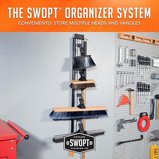 SWOPT Standard Multi-Surface Angle Broom Cleaning Head — Indoor and Outdoor Angled Broom Set — Interchangeable with All SWOPT Cleaning Products for More Efficient Cleaning and Storage