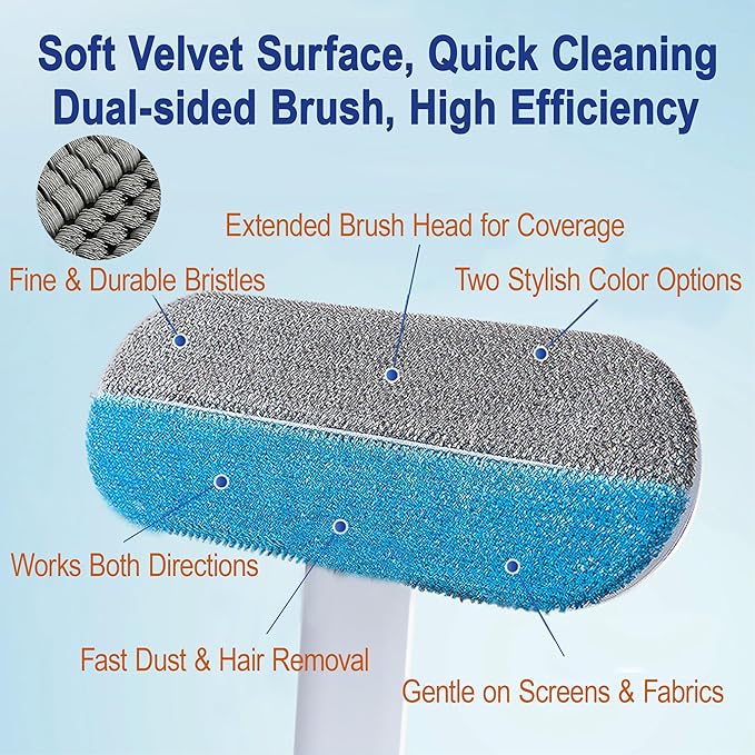 Window Screen Cleaning Brush Kit, Household Wet & Dry Cleaning Tool for Window Screens, Tracks and Frames, Includes Crevice Brush, Corner Brush, Microfiber Cloth and Hooks