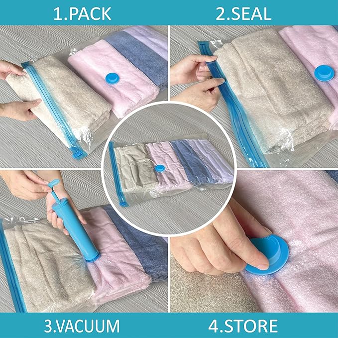 10 Jumbo Vacuum Storage Bags, Space Saver Vacuum Sealer for Clothes, Comforters, Blankets, Bedding