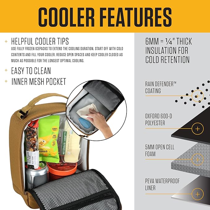 Carhartt Insulated Lunch Cooler For Men and Women, Fully Insulated Lunch Pale for Everyday Use, Atomic Blue
