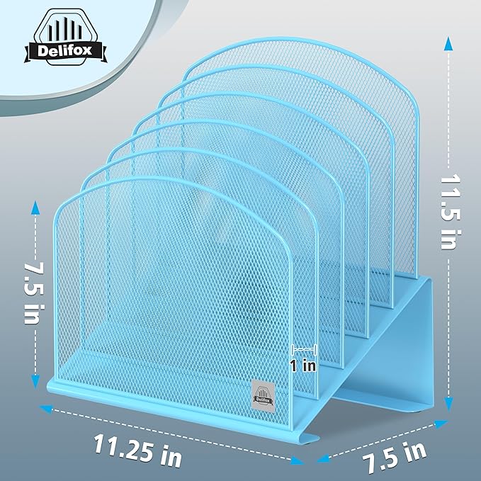 Inclined Desk File Organizer,Vertical File Folder Holder Stand Metal Rack File Sorter for Office Classroom Desktop Organization