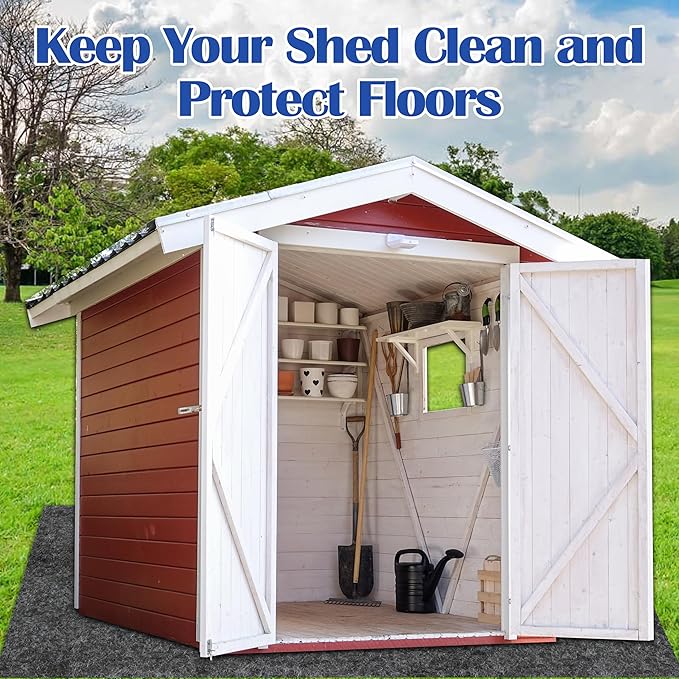 Ogrmar 8.2 x 10.2 FT Outdoor Storage Shed Mat, Waterproof Felt & PE Backing, Slip-Resistant, Durable & Easy to Clean, Gray