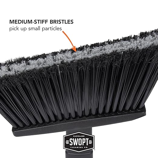 SWOPT Standard Multi-Surface Angle Broom Cleaning Head — Indoor and Outdoor Angled Broom Set — Interchangeable with All SWOPT Cleaning Products for More Efficient Cleaning and Storage