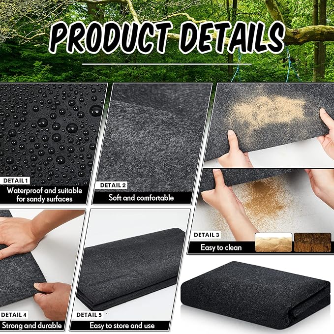 Haull Waterproof Outdoor Storage Shed Mat, 10x10 ft, Felt Surface, Non Slip Backing, Washable, Storage Shed Not Included