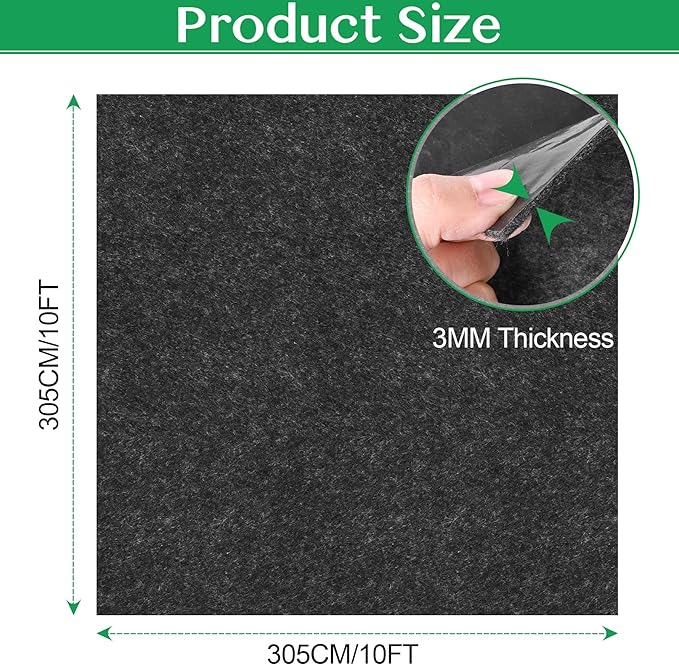 ToLanbbt Outdoor Storage Shed Floor Mat, 10 x 10 FT Waterproof Carport Mat, Washable Furniture Pad with Non Slip Backing for Dust, Oil, Protection, Storage Shed Not Included