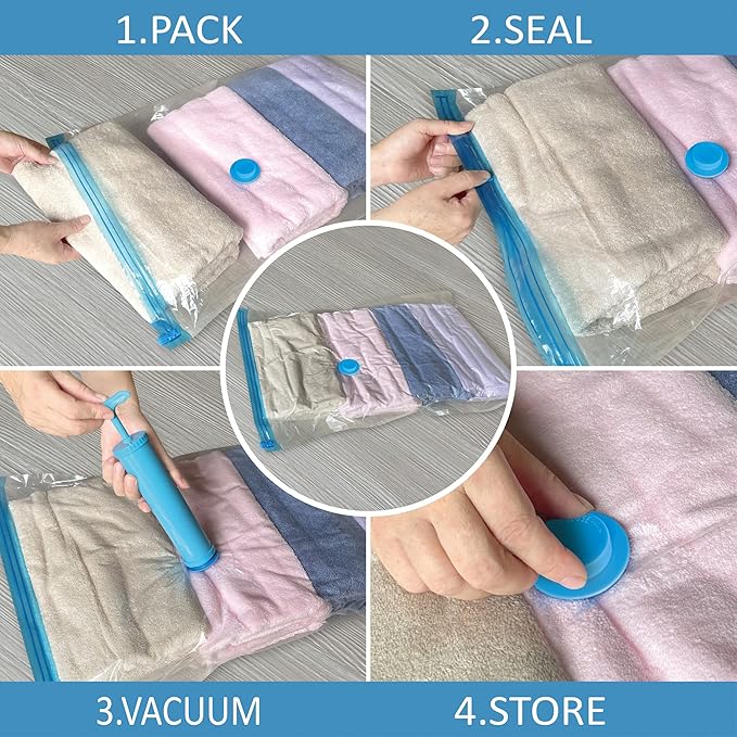 20 Pack Vacuum Storage Bags, Space Saver Vacuum Storage Bags, Vacuum Seal Bags for Clothing, Comfoters, Pillows, Blanket, Bedding