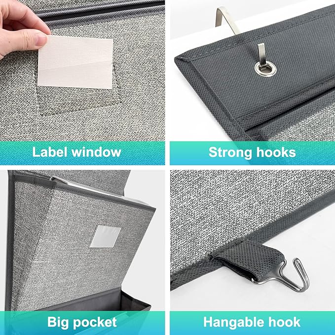 homyfort Over the Door Wall File Organizer, Hanging File Folders Organizer with 5 Large Pockets for Office and Back to School Supplies, Papers, Charts, Mails, Magazine Storage and Organization