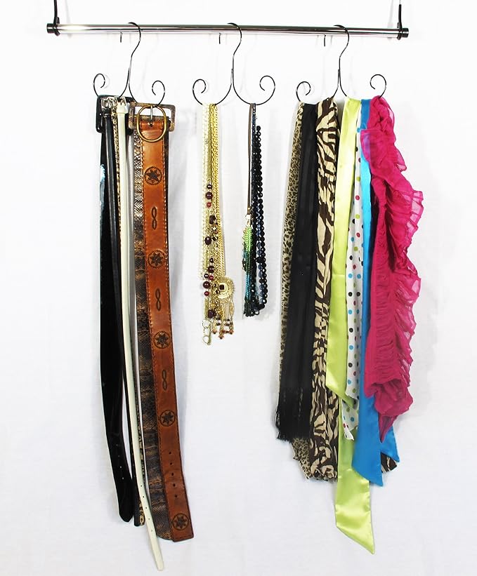 The Scarf Hanger: Accessories and Scarf Hanging Organizer Holder for Scarves (Set of 6)