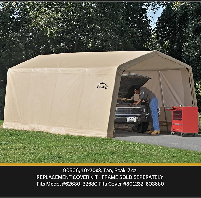 Replacement Cover Kit AutoShelter 10 x 20 ft. for Model 62680, 32680, Tan, 7.5oz, Cover Only, Frame Not Included