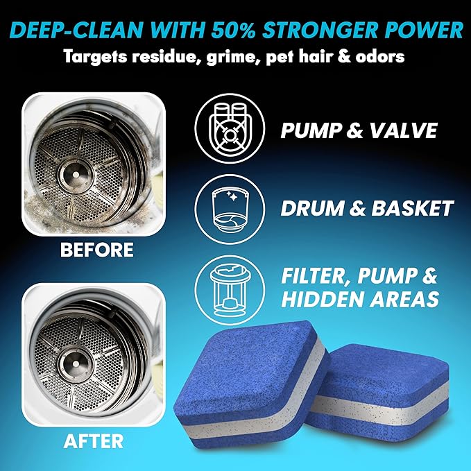 Washing Machine Cleaner New Ultra Pro Tablets 50% Stronger Formula for Pet - 28 Pack, HE Front & Top Load, Washer Deep Cleaning, Remove Tough Pet Hair, Odors, Residue & Grime, No Dander Build-up