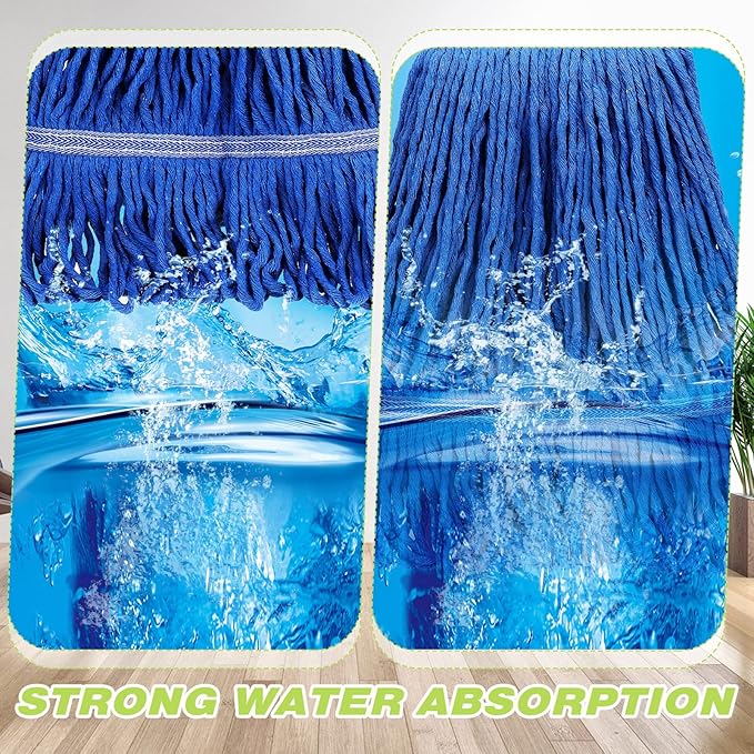 20 Pcs Commercial Mop Head Replacements Bulk, 29 Inch Blue Microfiber Looped End Heavy Duty Mop Heads Cotton String Washable Floor Mophead Refills for Commercial Industrial Home Cleaning