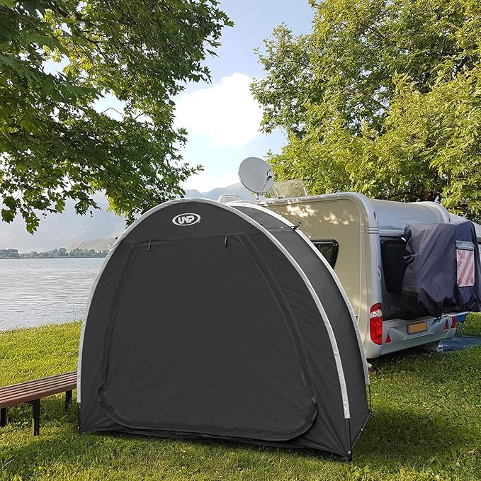 UNP Bike Storage Shed Tent, Portable Outdoor Bike Storage Tent with 210D Oxford Thick PU4000 Waterproof for 1/2/3/4 Bikes, Bike Covers Storage Shed for Bicycles, Lawn Mower, Garden Tools