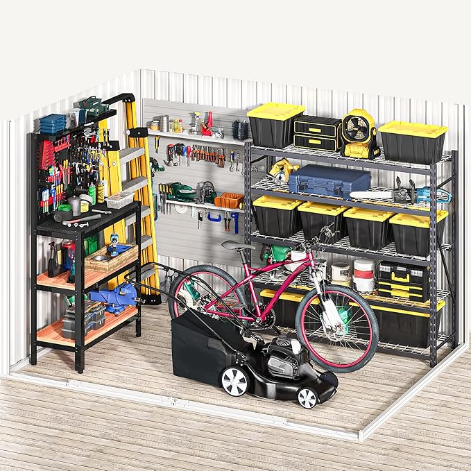 DWVO 8x6FT Outdoor Storage Shelter, Roomy Steel Tool Shed with Secure Entrances & Air Circulation for Patio, Lawn, and Backyard, Ideal for Storing Garden Gear, Lawn Tools, and Bikes, Brown