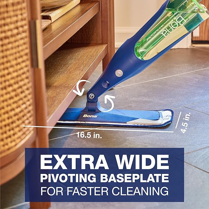 Bona Premium Motion Multi-Surface Floor Spray Mop - Includes Multi-Surface Floor Cleaning Solution and Machine Washable Microfiber Cleaning Pad - for Stone, Tile, Laminate, and Vinyl Floors