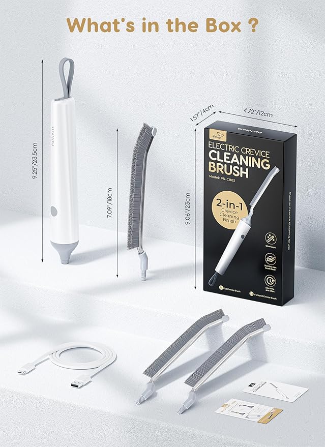 Reciprocating Deep-Clean Brush - Powered by Back-and-Forth Scrubbing Action & LED Light, 3-Speed 2-in-1 Hard and V-Shaped Bristles for Grout, Kitchen, Bathroom, Car, Pet Areas
