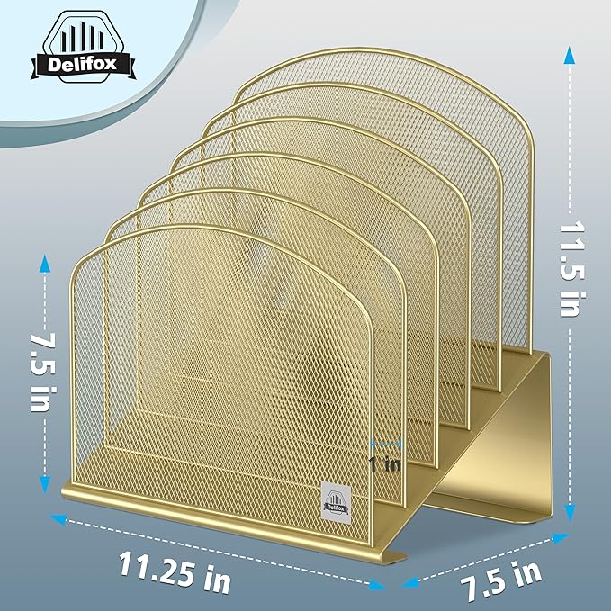 Inclined Desk File Organizer,Vertical File Folder Holder Stand Metal Rack File Sorter for Office Classroom Desktop Organization