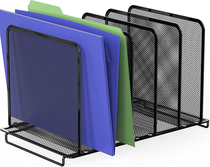 Simple Houseware Expandable 5 Section Upright File Sorter Organizer, Black