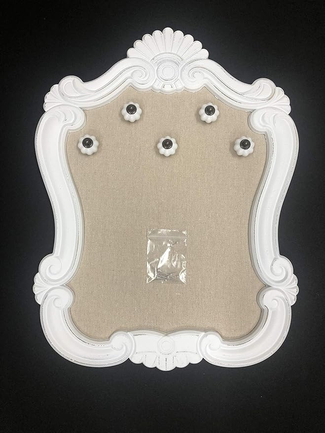 Creative Picture Frames 16" x 20.5" Venice Wall Mounted Jewelry Frame Organizer, Shabby Chic White Decorative Accessory Holder Wall Display