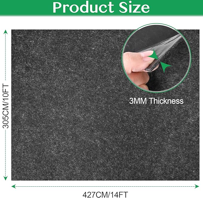 ToLanbbt Outdoor Storage Shed Floor Mat, 14 x 10 FT Waterproof Carport Mat, Washable Furniture Pad with Non Slip Backing for Dust, Oil, Protection, Storage Shed Not Included