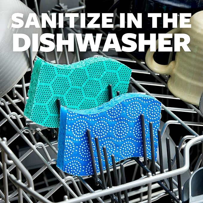 Scotch-Brite Odor Resist Heavy Duty Scrub Sponge, Dishwasher-Safe Kitchen sponges for Serious Scrubbing, Multipurpose Dish Sponge for Stuck-On Messes, 6 Scrubbing Sponges (Pack of 2)