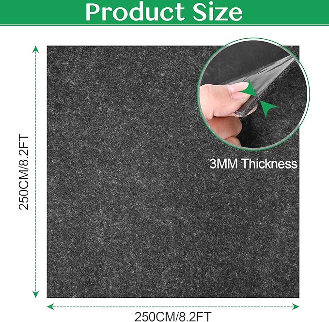 ToLanbbt Outdoor Storage Shed Floor Mat, 8.2 x 8.2 FT Waterproof Carport Mat, Washable Furniture Pad with Non Slip Backing for Dust, Oil, Protection, Storage Shed Not Included