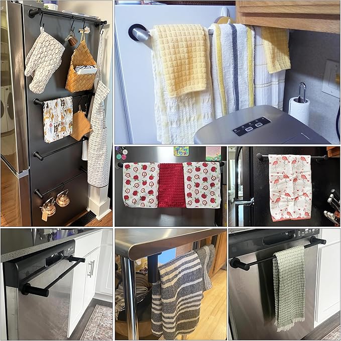 ULIBERMAGNET Magnetic Towel Holder,1 Set Magnetic Towel Rail Silver with Adjustable Length, Non-Slip Stainless Steel Towel Rail for Refrigerator, Oven, Dishwasher, Cabinet, Laundry