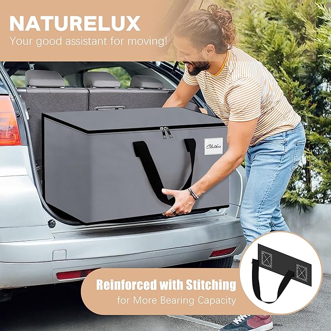 Heavy Duty Moving Bags - Extra Large Packing Bags and Storage Totes, Collapsible and Foldable Option for Moving and Storage, Clear, 125 L - 6 Pack