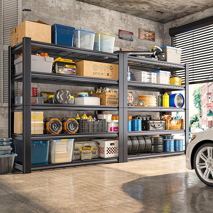 REIBII 3010LBS Storage Shelves 72" H Garage Shelving Heavy Duty Metal Shelving 5 Tier Adjustable Metal Shelves for Storage for Kitchen Pantry Warehouse Basement 72" H x 35.5" W x 16" D, 2 Pack