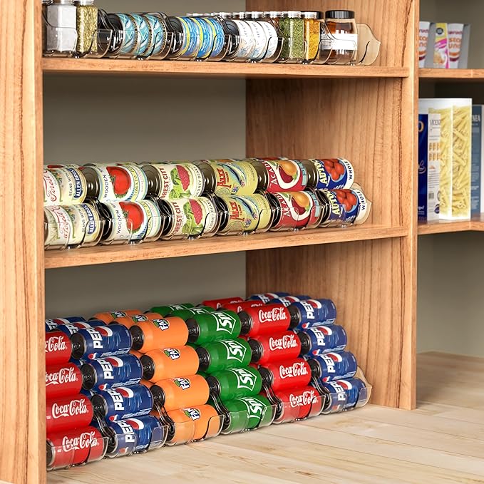 Simple Houseware Soda Can Organizer and Dispenser for Refrigerator / Pantry, Clear