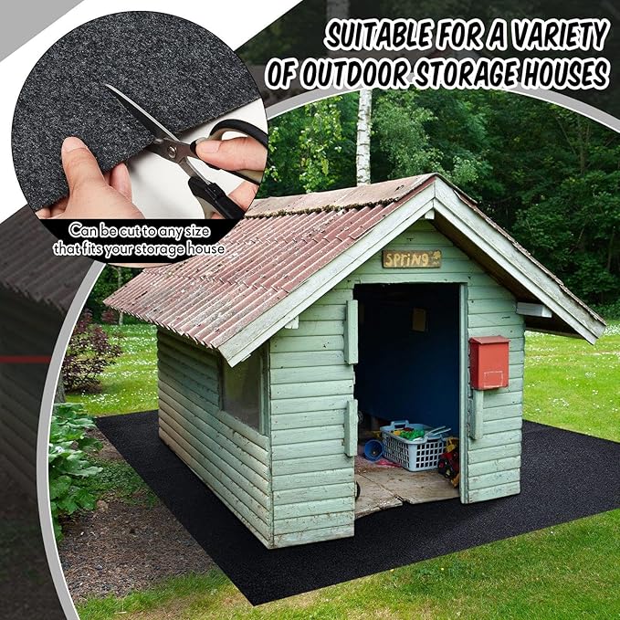 Haull Outdoor Storage Shed Floor Mat Waterproof Outdoor Carport Mat Thickened Soft Patio Furniture Pad Washable with Non Slip Backing, Storage Shed Not Included(8 x 12.5 ft)
