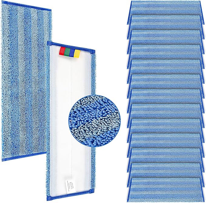 15 Pack Replacement Microfiber Mop Pad – Universal 17-18" Heavy Duty Reusable Refill – Thick Commercial Cleaning Pad for Wet & Dry Use - 18in Flat Mop Head (Trapezoid)