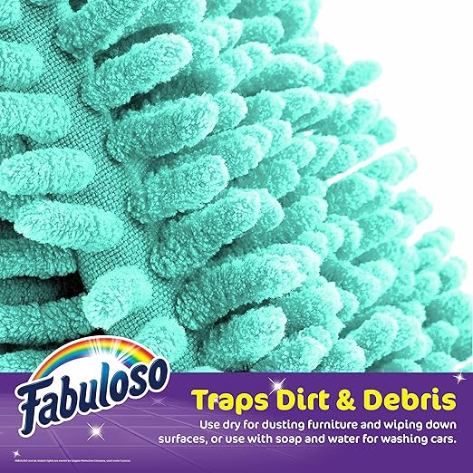 Fabuloso Microfiber Cleaning Mitt Glove, Lint-Free Scratch-Free Dusting and Washing for Furniture, Blinds, Baseboards, Shelves and Car Interior, One Size Fits All, Teal, 1 Count