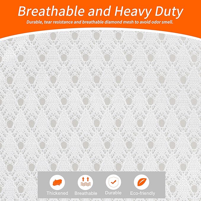 Polecasa Extra Heavy Duty Large Diamond Mesh Laundry Bags with Drawstring Closure & ID Tag, 2Pcs 24 x 36 inches Washable Storage Bag for Hamper, College, Travel, Sports, Dorms, White