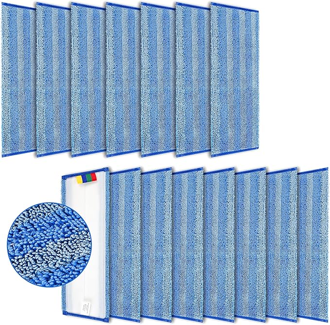 15 Pack Replacement Microfiber Mop Pad – Universal 17-18" Heavy Duty Reusable Refill – Thick Commercial Cleaning Pad for Wet & Dry Use - 18in Flat Mop Head (Trapezoid)